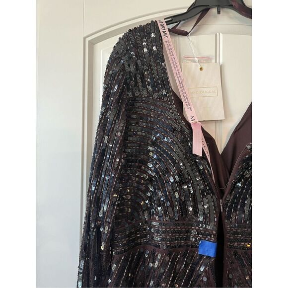 MAC DUGGAL EMBELLISHED FULL LENGTH LAYERED SLEEVE GOWN - Picture 8 of 14